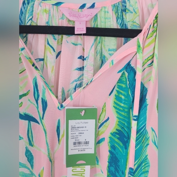 Lilly Pulitzer Willa Women’s Small CHIMPOISERIE Flounce Shirt Top Tropic New - Picture 2 of 5